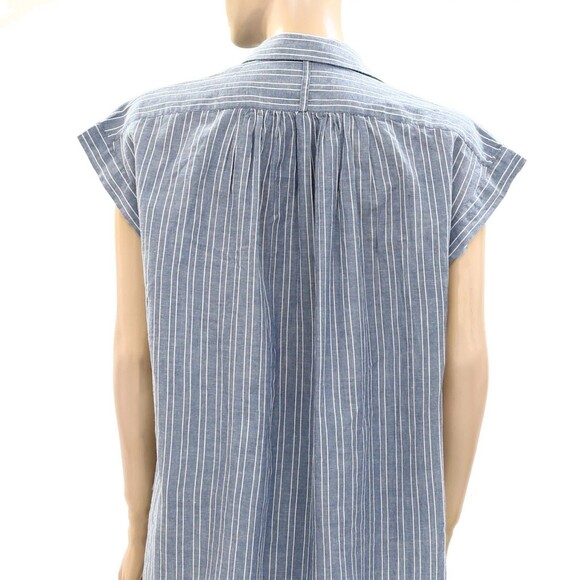 Nili Lotan Normandy Shirt Tunic Top Striped Printed Cotton Oversized XS 283652 - Picture 9 of 10